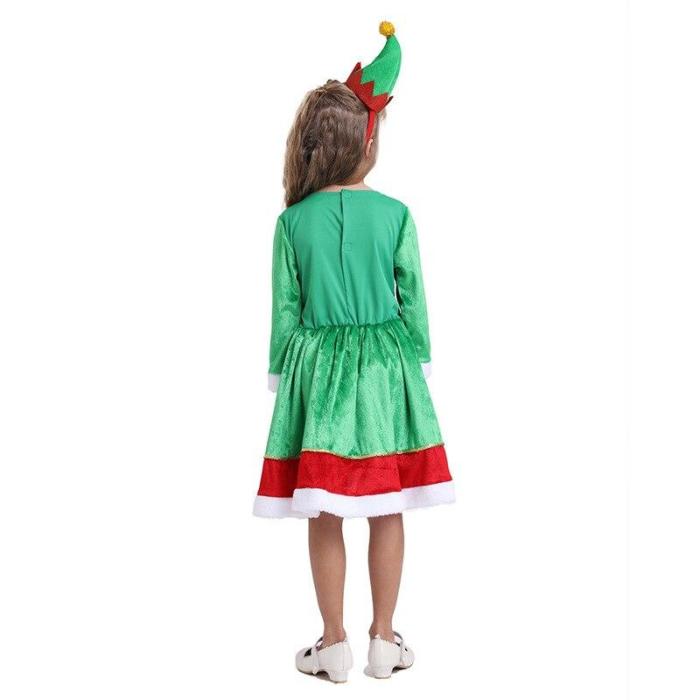 Christmas Clothes Children Cosplay Santa?Claus Green Tutu Girls Festival Party Clothing Kids ?Year Apparel Set