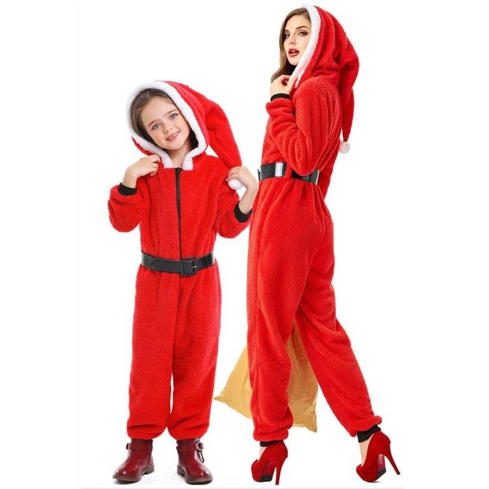 Christmas Child Clothes Adult Jumpsuits Onesie Cosplay Parents And Children Costume Flannel One Piece Onesie Festivals Party