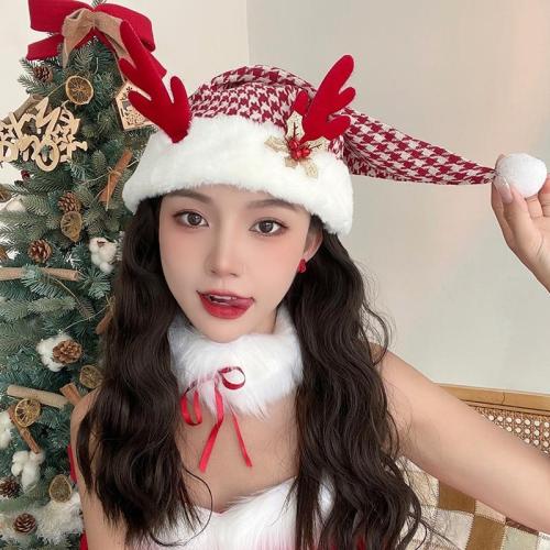Christmas Hats Children Cartoon Elk Hat Christmas Ornaments Festival Gift Winter Plush Cap Adult Party Cosplay  Year Supplies