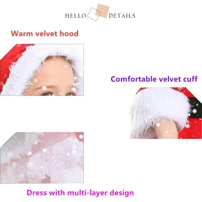 Deluxe Santa Claus Costume Cosplay Girls Christmas Costume For Kids Santa Claus Dress Suit