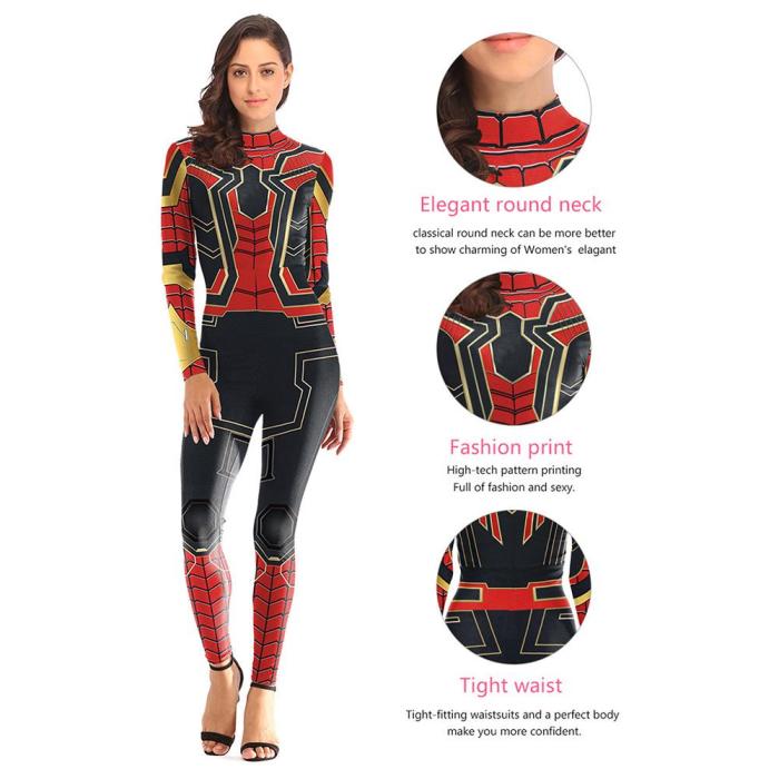 Iron Spider-Man Women Jumpsuit Outfits Halloween Carnival Suit Cosplay Costume