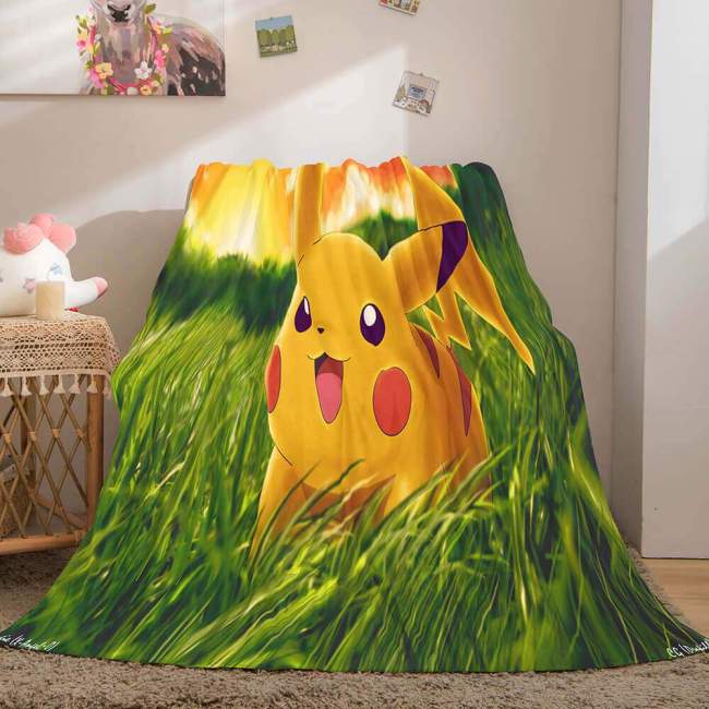 Cartoon Pokemon Pikachu Flannel Fleece Blanket Throw Nap Quilt Blanket