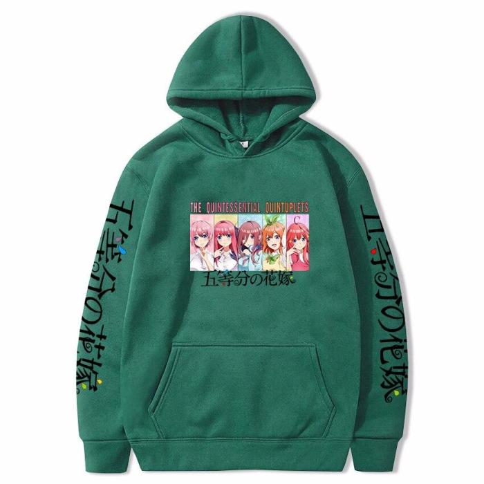 Anime Hoodie Men The Quintessential Quintuplets Printed Oversized Sweatshirt Winter/Autumn Japanese Style Pullover Casual Kawaii