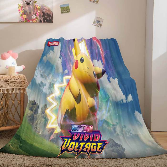 Cartoon Pokemon Pikachu Flannel Fleece Blanket Throw Cosplay Blanket