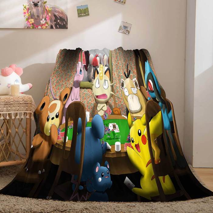 Cartoon Pokemon Pikachu Flannel Fleece Blanket Throw Nap Quilt Blanket