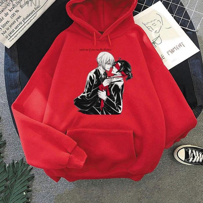 Anime Hoodie Women Oversized William And Sherlock Moriarty The Patriot Print Sweatshirt Spring/Autumn Harajuku Letter Casual Top