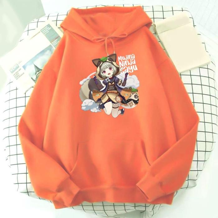 Genshin Impact Sayu Hoodies Kawaii Clothing Aesthetic Japanese Streetwear Cartoon Print Boys Girls Hooded Teens Tracksuit Unisex