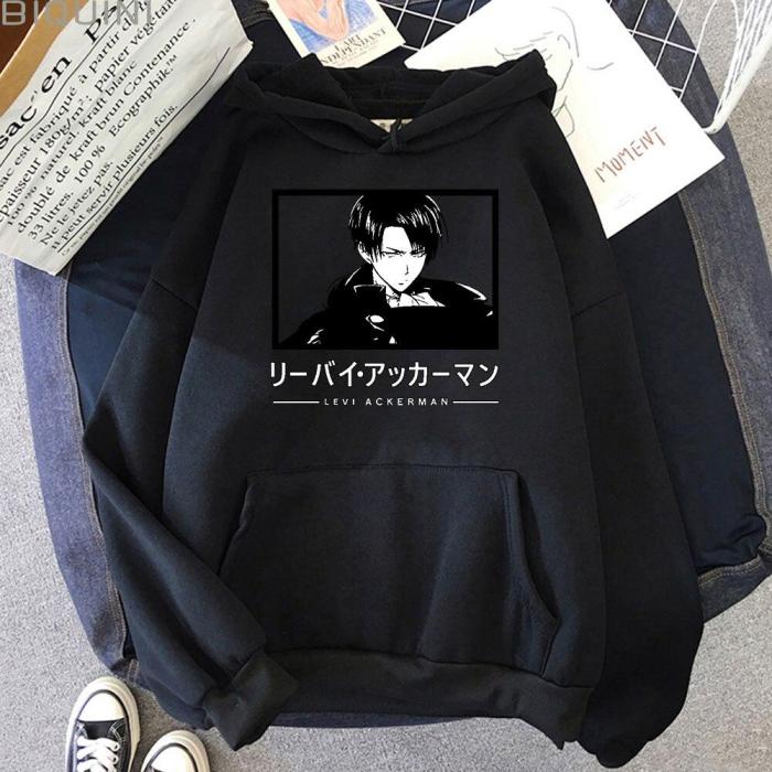 Attack On Titan Hoodie Anime Levi Ackerman Print Pullover Oversized Sweatshirt Men/Women Casual Loose Tops Colors 12 Haikyuu