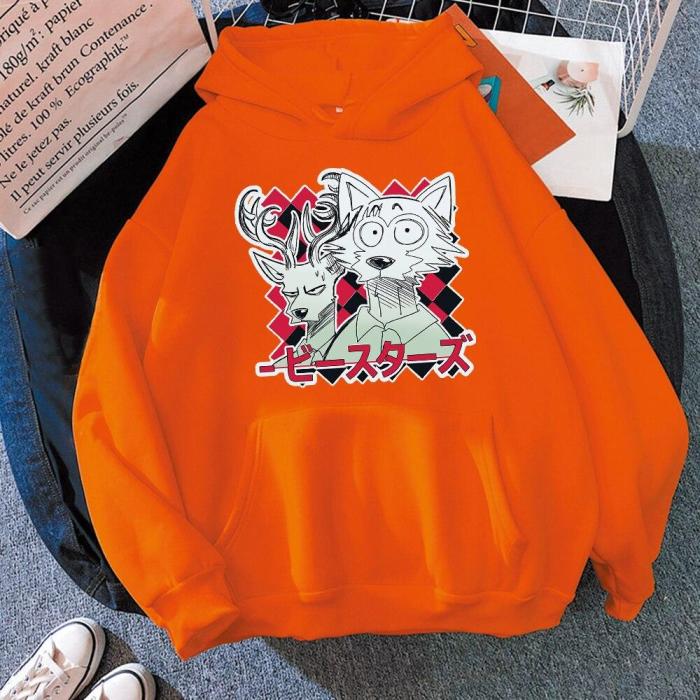 Fashion Spring/Autumn Pink Anime Sweatshirt Legoshi Beastars Print Hoodie