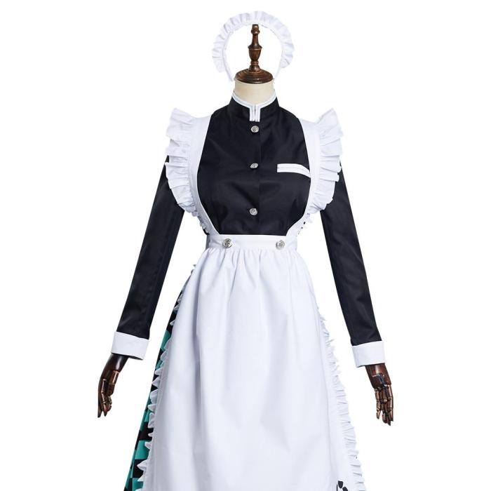 Demon Slayer: Kimetsu No Yaiba Kamado Tanjirou Maid Dress Cosplay Costume