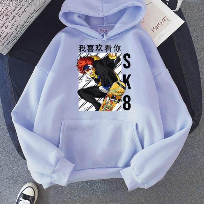 Hoodie Women Aesthetic Sk8 The Infinity Anime Print Kpop Clothes Plus Size Sweatshirt Unisex Japanese Streetwear Skateboard Wram