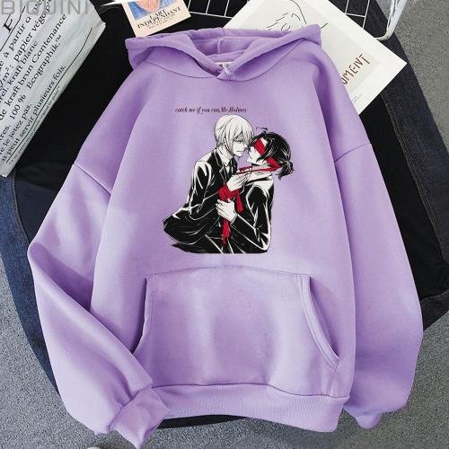 Anime Hoodie Women Oversized William And Sherlock Moriarty The Patriot Print Sweatshirt Spring/Autumn Harajuku Letter Casual Top