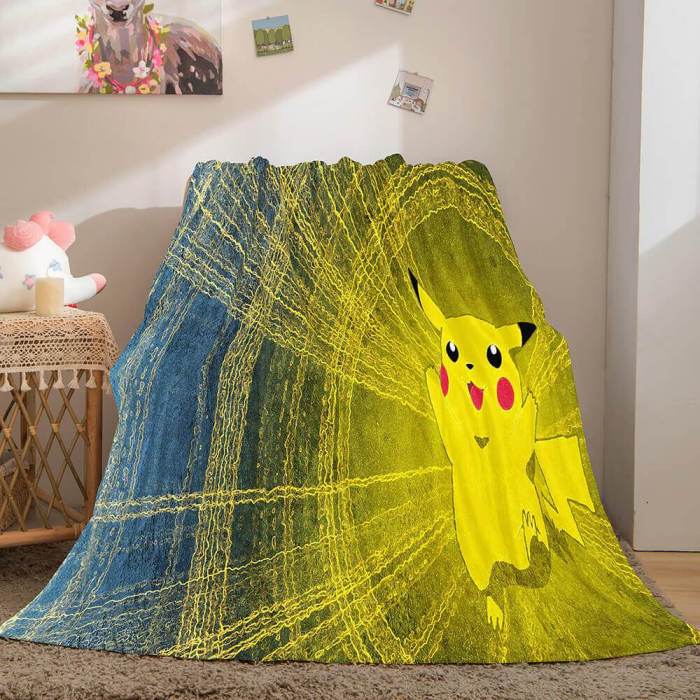 Pokemon Pikachu Blanket Flannel Fleece Blanket Throw Cosplay Blanket
