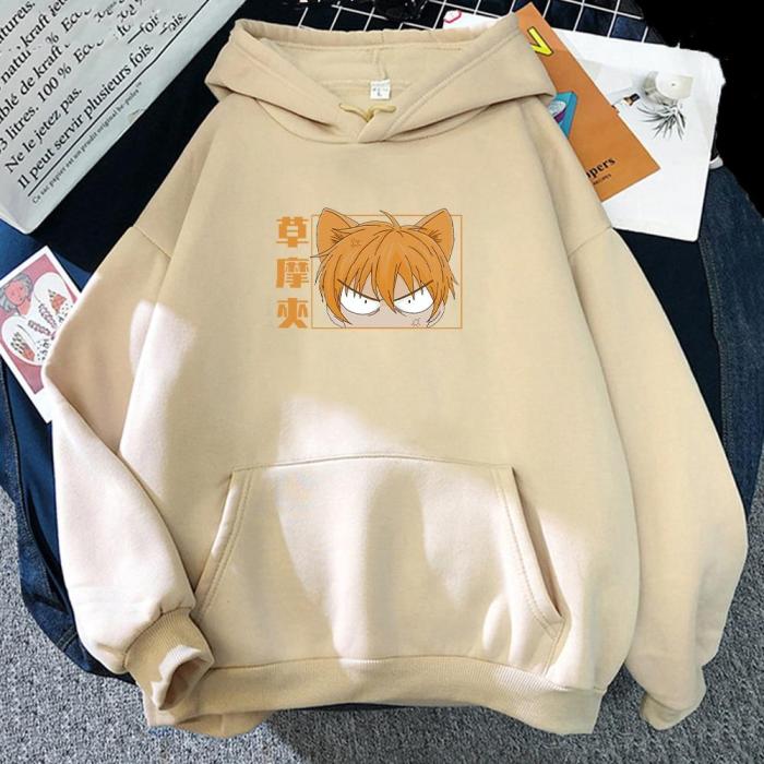 Kawaii Hoodie Women Souma  Kyou Graphic Letter Printing Harajuku Fruit Basket Aesthetic Punk Clothes Oversized Sweatshirt Casual