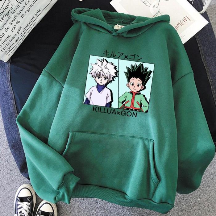 Killua Hoodie Print Hunter X Hunter Winter Anime Hoodies Unisex Gon Fashion Sweatshirt Women/Men Loose Hip Hop Streetwear Warm