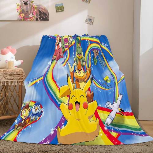 Cartoon Pokemon Pikachu Flannel Fleece Blanket Throw Quilt Blanket