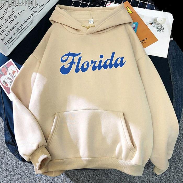 Punk Graphic Hoodie Florida Letter Aesthetic Clothes Harajuku Gothic Oversize Streetwear Unisex Sweatshirt Women Male Hoody Wram