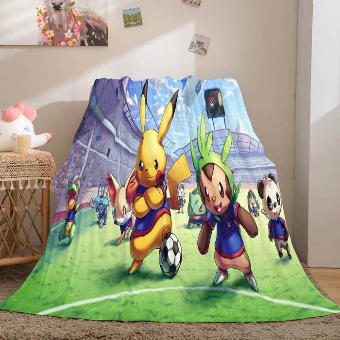 Pokemon Pikachu Flannel Fleece Blanket Throw Cosplay Wrap Blanket
