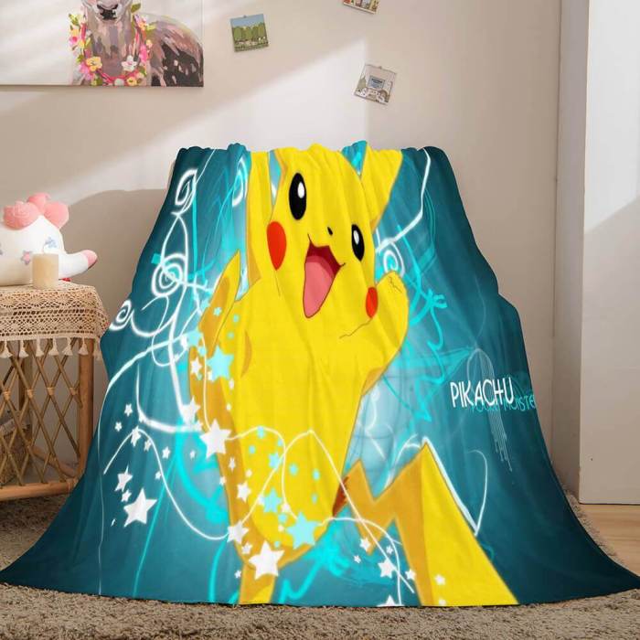 Pokemon Pikachu Flannel Fleece Blanket Throw Wrap Nap Quilt Blanket