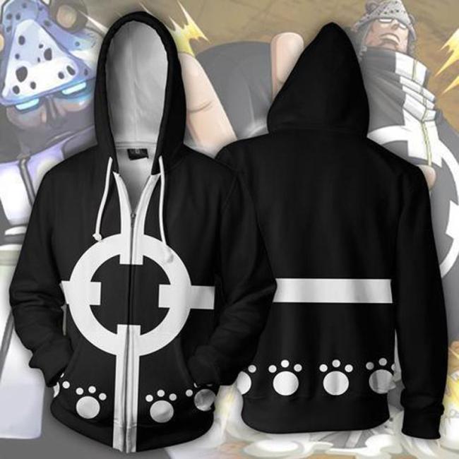 One Piece Anime Oka Shichibukai Bartholemew Kuma Unisex Hoodies Zip Up 3D Print Jacket Sweatshirt
