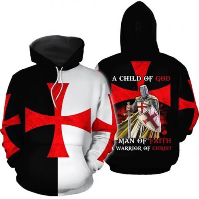 Knights Templar Ordre Du Temple Red Cross 3 Unisex Adult Cosplay 3D Printed Hoodie Pullover Sweatshirt