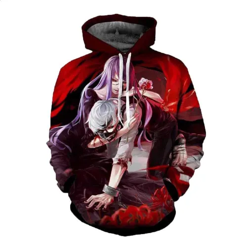 Tokyo Ghoul Anime Ken Kaneki Juuzou Suzuya Unisex 3D Printed Hoodie Pullover Sweatshirt