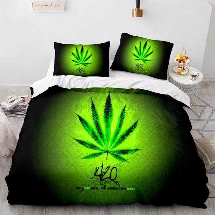 420 Weed Plant Bedding Set Duvet Cover Bed Sets