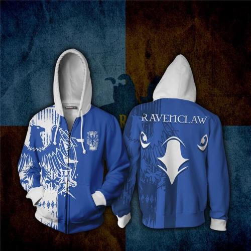 Harry Potter Movie Hogwarts School Ravenclaw Eagle Blue Adult Cosplay Unisex 3D Printed Hoodie Pullover Sweatshirt Jacket With Zipper