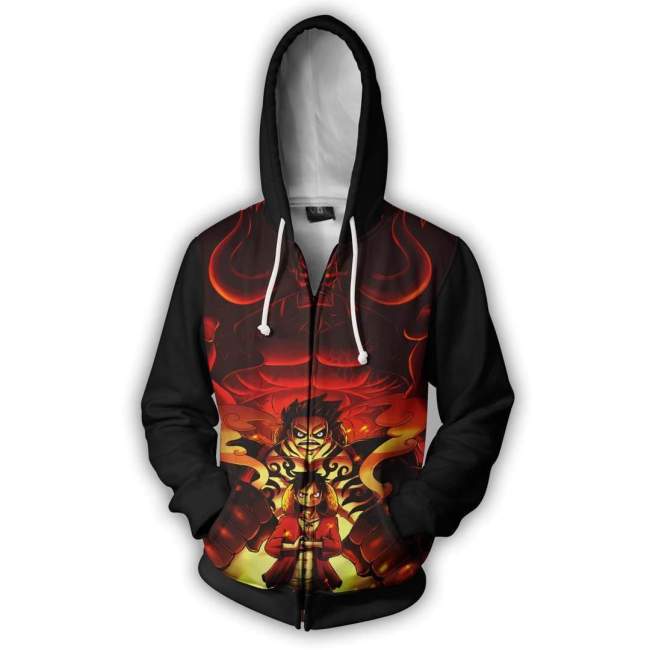 One Piece Anime Monkey D Luffy Gear 4 Style 1 Cosplay Unisex 3D Printed Hoodie Pullover Sweatshirt Jacket With Zipper