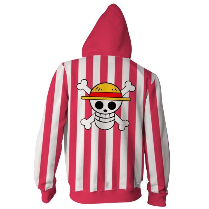One Piece Anime Going Merry Flag White Rose Red Cosplay Unisex 3D Printed Hoodie Pullover Sweatshirt Jacket With Zipper