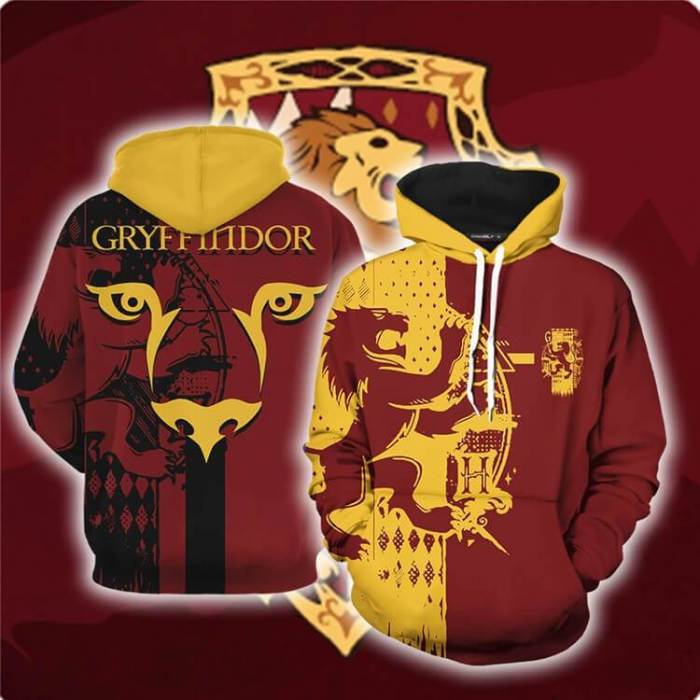 Harry Potter Movie Hogwarts School Gryffindor Lion Unisex Adult Cosplay 3D Printed Hoodie Pullover Sweatshirt