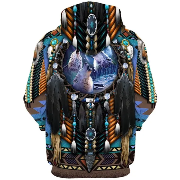 Indian National Elements Series 7 Animal Wolf Unisex 3D Printed Hoodie Pullover Jacket With Zipper