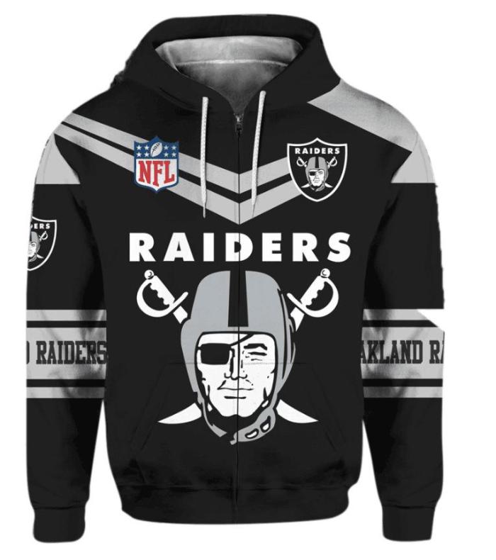 Nfl American Football Sport Oakland Raiders Unisex 3D Printed Hoodie Jacket With Zipper
