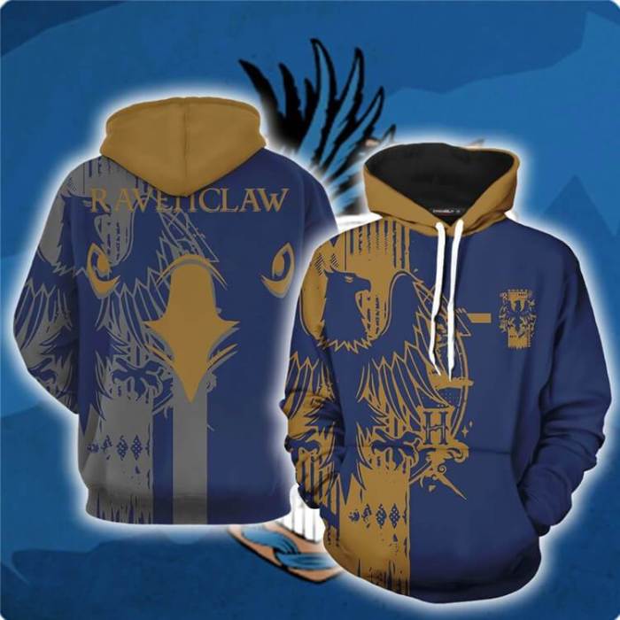 Harry Potter Movie Hogwarts School Ravenclaw Eagle Unisex Adult Cosplay 3D Printed Hoodie Pullover Sweatshirt