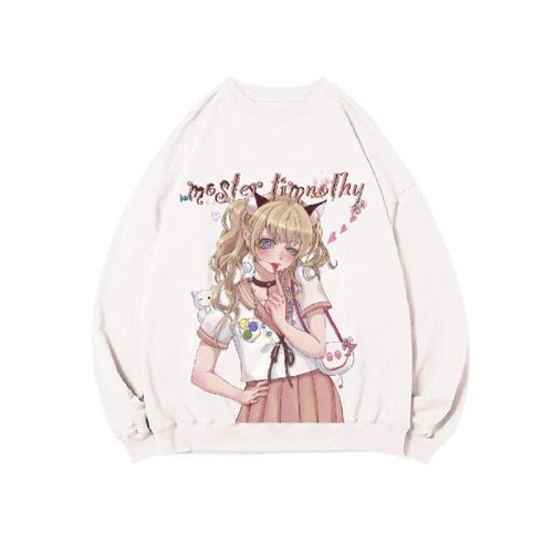Autumn Winter Anime Print Hoodie Women Kawaii Comics Sweatshirt Japan Preppy Style Thick Soft E Girl Oversized Pullover