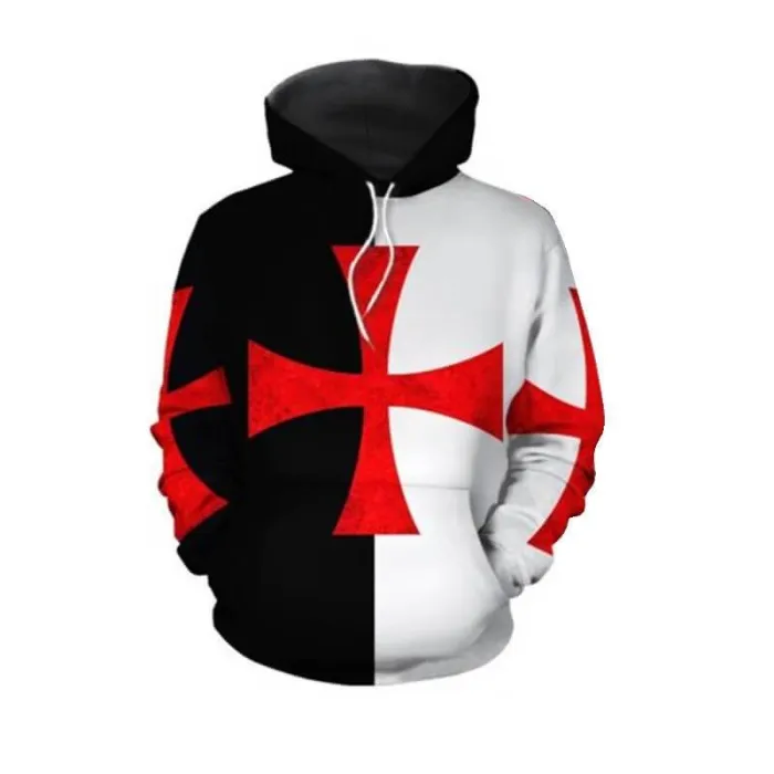 Knights Templar Ordre Du Temple Red Cross 3 Unisex Adult Cosplay 3D Printed Hoodie Pullover Sweatshirt