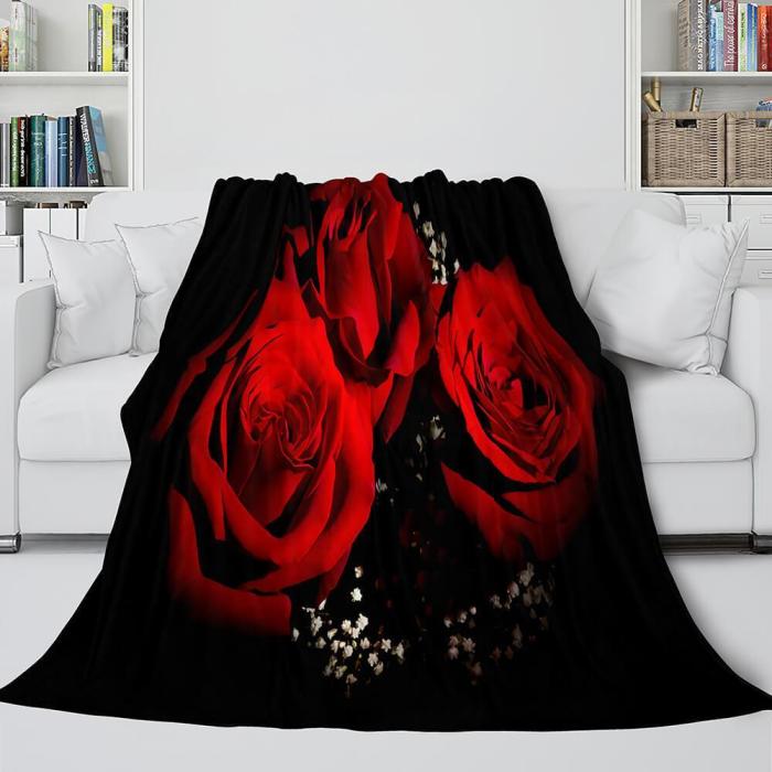 The Vampire Diaries Red Rose Flannel Fleece Blanket