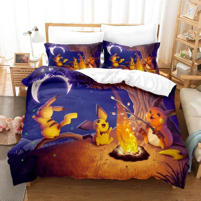 Pokemon Pikachu Bedding Set Duvet Cover Bed Sets