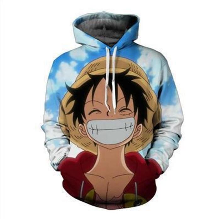 One Piece Anime Monkey D Luffy Smile Cosplay Unisex 3D Printed Hoodie Pullover Sweatshirt