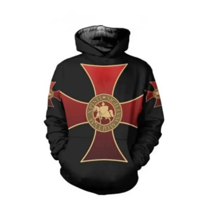 Knights Templar Ordre Du Temple Red Cross 2 Unisex Adult Cosplay 3D Printed Hoodie Pullover Sweatshirt