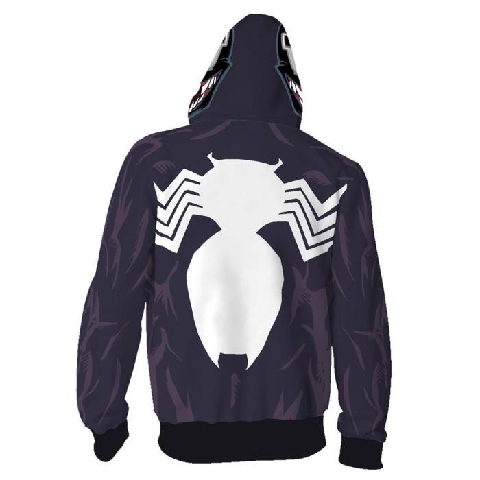 Spider Venom Movie Eddie Bullock Masked Adult Cosplay Unisex 3D Printed Hoodie Pullover Sweatshirt Jacket With Zipper