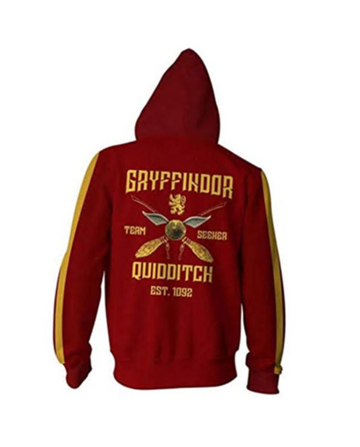 Harry Potter Movie Hogwarts School Gryffindor Lion Dark Red Adult Cosplay Unisex 3D Printed Hoodie Pullover Sweatshirt Jacket With Zipper