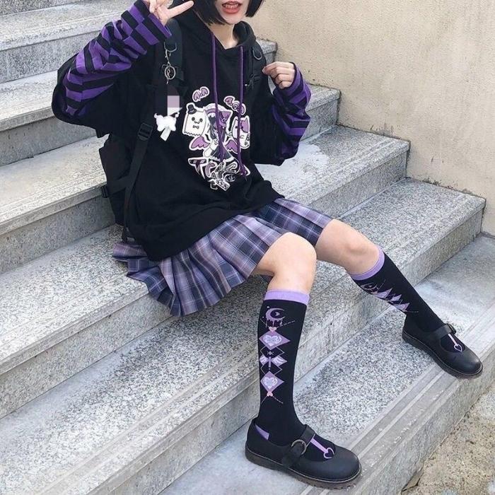 Kawaii Gamer Girl Black Hoodies Harajuku Anime Sweatshirt Women High Street Kpop Oversized Cute Pullovers