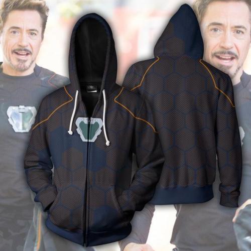 Iron Man Movie Anthony Edward Tony Stark  Style Adult Cosplay Unisex 3D Printed Hoodie Pullover Sweatshirt Jacket With Zipper
