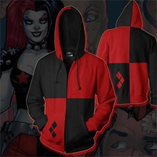 Suicide Squad Movie Harleen Quinzel Harley Quinn 2 Adult Cosplay Unisex 3D Printed Hoodie Pullover Sweatshirt Jacket With Zipper