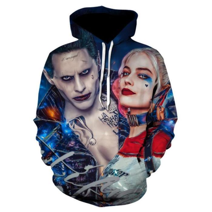Suicide Squad Movie Harleen Quinzel Harley Quinn And Joker Unisex Adult Cosplay 3D Printed Hoodie Pullover Sweatshirt