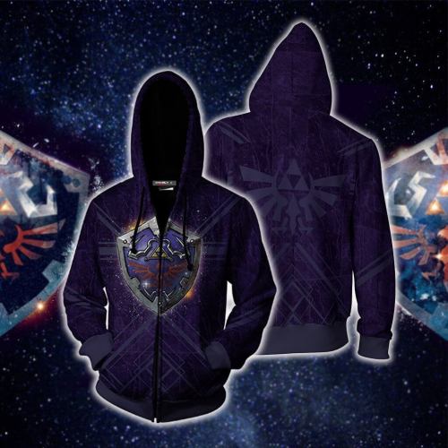 The Legend Of Zelda Game Link Dark Purple Unisex Adult Cosplay Zip Up 3D Print Hoodie Jacket Sweatshirt
