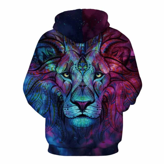 Colorful Oil Painting Style Lion Animal Unisex Adult Cosplay 3D Printed Hoodie Pullover Sweatshirt