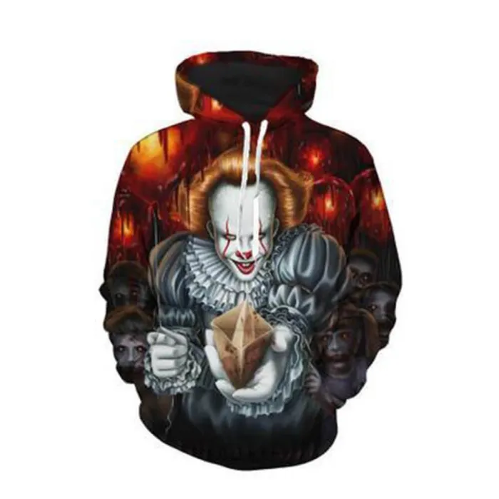 Stephen King'S It Horror Movie Pennywise 1 Unisex Adult Cosplay 3D Printed Hoodie Pullover Sweatshirt