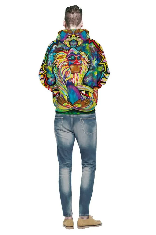 Monkey Oil Painting Style Animal Unisex Adult Cosplay 3D Printed Hoodie Pullover Sweatshirt
